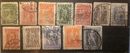 GRECE GREECE 1911 - 1923 , Divinités,  Gravés,  Percés En Zigzag, Entre Yvert 179 - 192 Obl TB - Usati