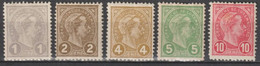 1895 - LUXEMBOURG - SERIE COMPLETE YVERT N°69/73 * MH - COTE = 35 EUR. - 1895 Adolfo De Perfíl