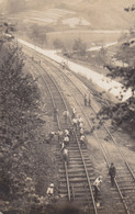 56 - CAUDAN : L'équipe Des Cheminots Volontaires Pour Réparer Les Voies En Rhénnanie - Rarissime Carte Photo ! - Andere & Zonder Classificatie