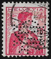 SVIZZERA-1909 -valore Usato Da 10 C. Rosso-HELVETIA NUOVO TIPO, Con Perforazione PERFIN -in Ottime Condizioni. - Perfins