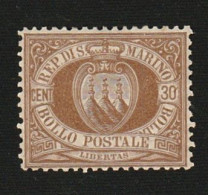 San Marino 1877 - 30c. - UNUSED - Brown Coat Of Arms - Signed By Diena - Unused Stamps