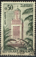 FR VAR 57 - FRANCE N° 1238 Obl. Mosquée De Tlemcen Variété Feuilles De Palmier Et Haut De La Tour Verts - Oblitérés