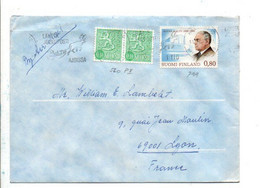 FINLANDE AFFRANCHISSEMENT COMPOSE SUR LETTRE POUR LA FRANCE 1977 - Cartas & Documentos