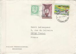 FINLANDE AFFRANCHISSEMENT COMPOSE SUR LETTRE A EN TETE DU PALAIS PRESIDENTIEL POUR LA FRANCE 1978 - Covers & Documents