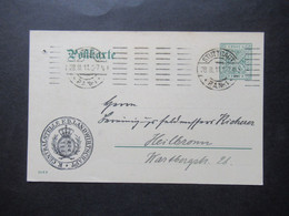 AD Württemberg 1911 Ganzsache Amtlicher Verkehr Dienst PK K. Centralstelle F.D. Landwirtschaft Stempel Stuttgart - Postwaardestukken