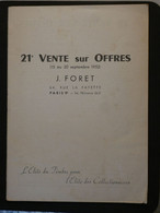 BJ17 France CATALOGUE   VENTE SUR OFFRES 1952 +++ 27 PAGES+J. FORET A PARIS +++ - Auktionskataloge