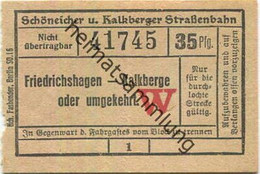 Deutschland - Schöneiche Kalkberge - Schöneicher Und Kalkberger Strassenbahn - Fahrschein 35Pfg. - Friedrichshagen Kalkb - Europe