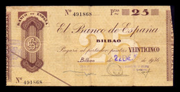 España Spain Guerra Civil Bilbao 25 Pesetas 1936 Pick S552i MBC VF - 25 Pesetas