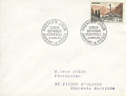 ANDORRE -  TIMBRES N° 159A   -  CROIX GOTHIQUE  -   1ER JOUR -  SEUL SUR LETTRE  - 1965 - Covers & Documents