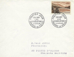 ANDORRE -  TIMBRES N° 161A   -  ENCAMP LAC D'ENGOLASTERS  -   1ER JOUR -  SEUL SUR LETTRE  - 1965 - Briefe U. Dokumente