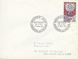 ANDORRE -  TIMBRES N° 173   -  CENTENAIRE DE L'U.I.T.     -  1ER JOUR   -  SEUL SUR LETTRE  - 1964 - Briefe U. Dokumente