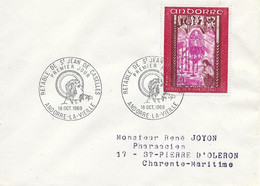 ANDORRE  - TIMBRE N° 200 -   RETABLE DE ST JEAN DECASELLES   - 1ER JOUR  -  SEUL SUR LETTRE  -  1969 - Briefe U. Dokumente