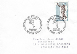 ANDORRE  - TIMBRE N° 205 -   1ers CHAMPIONNATS D'EUROPE D'ATHLETISMES JUNIORS    - 1ER JOUR  -  SEUL SUR LETTRE  -  1970 - Covers & Documents