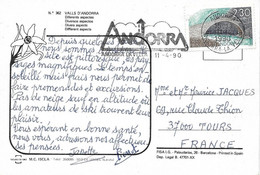 ANDORRE  - TIMBRE N° 385  -  PONT DE LA MRGINEDA  -  TARIF DU 11 01 99   -  SEUL SUR LETTRE  - 1990 - Briefe U. Dokumente