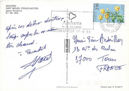 ANDORRE  - TIMBRE N° 420  -  ROSES   -    SEUL SUR LETTRE  - 1992 - Covers & Documents