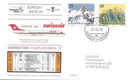 Liechtenstein: 1990 Swissair Air Mail Brief Zürich - Berlin - Covers & Documents