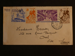 BJ19 AOF  BELLE LETTRE DECORéE  1946 DAKAR A CREIL FRANCE +POSTE AERIENNE +AFF. INTERESSANT+ - Covers & Documents