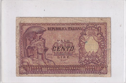 ITALIA 100 LIRE 1951 CAT. 24A - 100 Lire