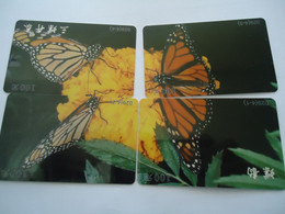 CHINA 4  USED PHONECARDS  PUZZLES BUTTERFLIES 2 SCAN - Butterflies