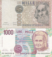 LOTE DE 2 BILLETES DE ITALIA DE 1000 LIRAS DEL AÑO 1982 Y 1990  M. MONTESSORI Y MARCO POLO (BANKNOTE) - 1000 Lire