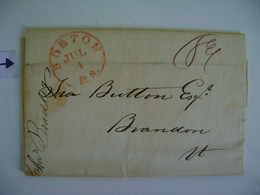 UNITED STATES - FULL LETTER SENT FROM BOSTON TO BRANDON IN 1843 IN THE STATE - …-1845 Vorphilatelie