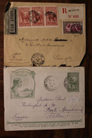 Lot De 2 Madagascar 1933 1938 France Cover Air Mail Entier Reco Antsirabé - Lettres & Documents