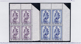 Ireland Naval 1956 John Barry Set Of Two In Matching Corner Blocks Of 4 Mint Unmounted Never Hinged - Ongebruikt