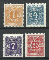 DENMARK Dänemark 1922-1927 Michel 9 - 10 & 12 & 15 * Portomarken Postage Due Porto - Postage Due
