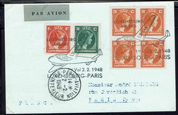 Luxembourg. Carte 1er Vol Luxembourg - Paris 2-2-1948 . - Brieven En Documenten