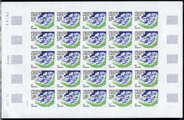 F.S.A.T.(1993) Cordierite. Full Sheet Of 25 Imperforates. Scott No 194, Yvert No 185. - Geschnittene, Druckproben Und Abarten