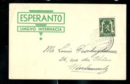 Carte à En-tête: ESPERANTO - Lingvo Internacia - Obl. LEUZE 13/09/1937 - Otros & Sin Clasificación