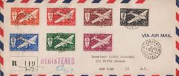 1946. NOUVELLE-CALEDONIE. REGISTERED Over To USA With Complete Set FRANCE LIBRE AIR MAIL ... (Michel 296-302) - JF425180 - Briefe U. Dokumente