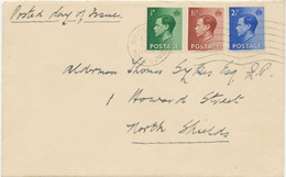 GB 1.9.1936, King Edward VIII ½d, 1 ½d And 2 ½d On Superb Cover To NORTH SHIELDS Used With FIRST DAY MACHINE POSTMARK - Briefe U. Dokumente