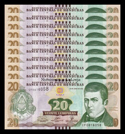 Honduras Lot 10 Banknotes 20 Lempiras 2019 Pick 100d SC UNC - Honduras