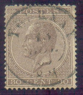 N°19 - 30 Centimes Brun, Obl. Dc TOURNAI centrale. - TB -  20579 - 1865-1866 Perfil Izquierdo