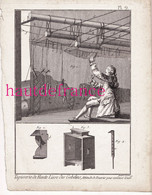 Ancienne Planche Originale Bernard Direxit 1780 Métier Fabrication TAPISSERIE DE HAUTE LISSE Des GOBELINS Ouvrier - Tapijten