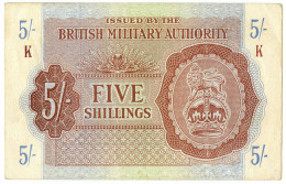 5 SHILLINGS OCCUPAZIONE INGLESE ITALIA BRITISH M. AUTHORITY 1943 BB/SPL - Occupation Alliés Seconde Guerre Mondiale