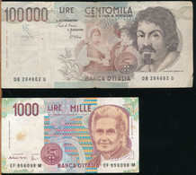 °°° 100000 LIRE 1983 + 1000 LIRE 1990 °°° - 100000 Liras