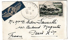 SAINT PIERRE ET MIQUELON - LETTRE PAR AVION 1954 - Lettres & Documents