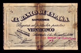 España Spain Guerra Civil 25 Pesetas Santander 1936 Pick S583e BC- G - 25 Pesetas