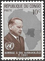 CONGO 1962 Dag Hammarskjold Commemoration - 10c - Dag Hammarskjold MH - Unused Stamps