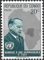 CONGO 1962 Dag Hammarskjold Commemoration - 20c - Dag Hammarskjold MH - Unused Stamps