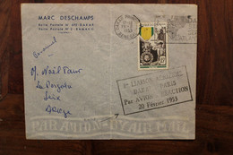 1953 SENEGAL France Seix Ariège Enveloppe 1st Flight 1er Vol Cover Air Mail Colonies AOF Timbre Médaille Militaire - Covers & Documents