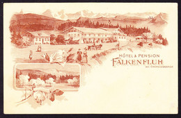 Um 1900 Ungelaufene Hotel Karte. Hotel Und Pension Falkenfluh Bei Oberdiessbach. Leichte Altersspuren - Oberdiessbach