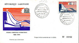 GABON 0226 Fdc Décennie De L'hydrologie , Eau , Barrage Hydro-électrique, Unesco - Acqua