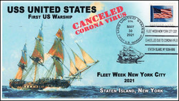 USA 2021 United States USS Fleet Week NYC Ship Fleet ,COVID-19, Vaccine Mask, Virus. Coronavirus, Cover (**) RARE - Storia Postale