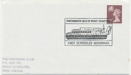 GB SPECIAL EVENT POSTMARKS PORTSMOUTH-ISLE OF WIGHT 25 MAY 1981 - FIRST SCHEDULED HOVERMAIL - Lettres & Documents