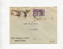 !!! GUERRE D'ESPAGNE, LETTRE DE BADAJOZ DE 1938 POUR LA COROGNE, CENSURE NATIONALISTE DE BADAJOZ AU DOS - Marques De Censures Nationalistes