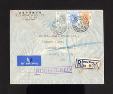 18009-HONG KONG-AIRMAIL REGISTERED COVER HONG KONG To LONDON (england) 1956.Enveloppe RECOMMANDE AERIEN China. - Covers & Documents