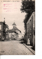 6.  MONTSOULT  - Rue De L'Eglise.  Publicité Mme CORB.... Modes à Façon, Deuil...     ETAT NEUF. Voir SCANS Recto-verso - Montsoult